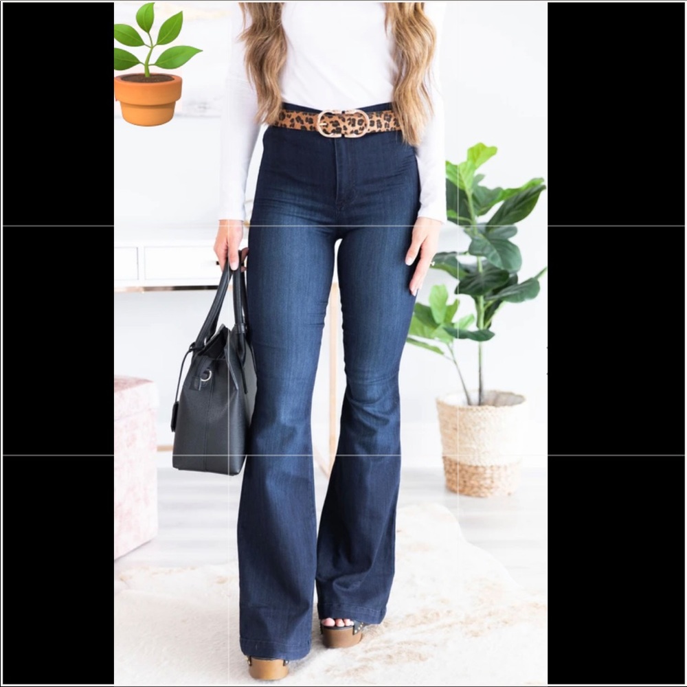🔵🎉HP “NWT” TALL GIRLS DREAM FLARE LEG BANANA REPUBLIC DARK WASH TROUSERS - Picture 1 of 15